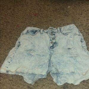 Time and Tru Light Blue Distressed Jean Shorts